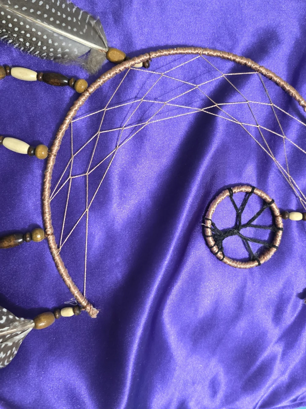 Handcrafted Brown Feather Crescent Dreamcatcher Wall Decor